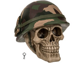 Spardose Totenkopf mit Militärhelm