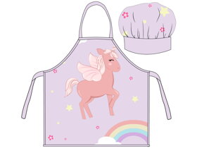 Kinderschürze mit Kochmütze Unicorn Rainbow